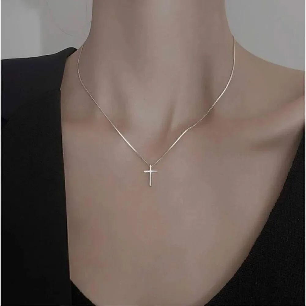 Simple Cross Charm Necklace Minimalist Gift Baptism Confirmation Religious Miles